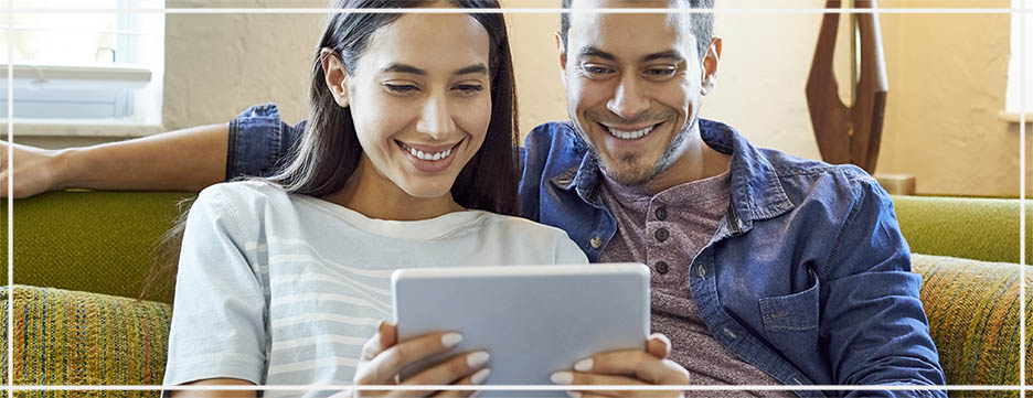 Couple using a tablet